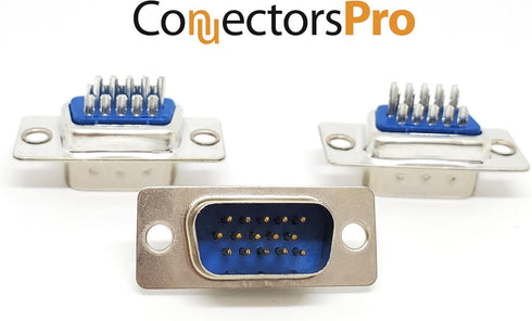 Pc Accessories 10 Pairs D-Sub HD15 High Density Solder Male and DB HD15 Female Connector 20-Pack (10 Male + 10 Female)