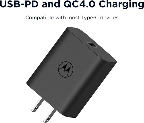 Motorola TurboPower 30 USB-C Charger - No Cable, for Moto G 2025, G Power 2025, Razr (2024/2025)