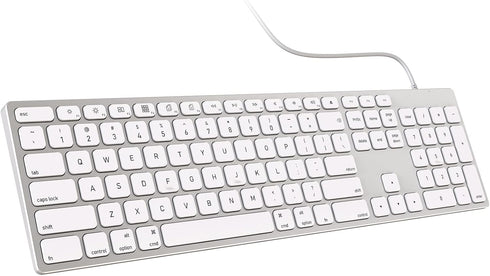 USB Wired Keyboard with Numeric Keypad - Ultra-Slim Aluminum Full Size Computer Keyboard for Mac Pro, MacBook Pro/Air,