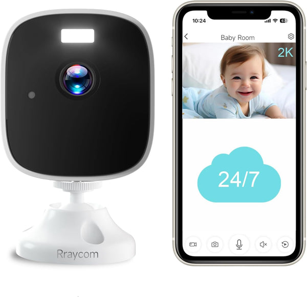 Rraycom 2K Security Cameras for Home Security, 4MP WiFi Indoor Camera with Color Night Vision, AI Motion Detection