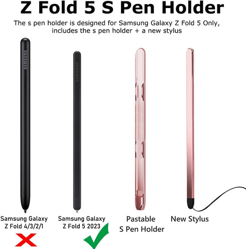 Stylus Pen & S Pen Holder for Samsung Galaxy Z Fold 6 / Z Fold 5 Case, Adhesive Z Fold 6/5 S Pen Holder Slim Stylus
