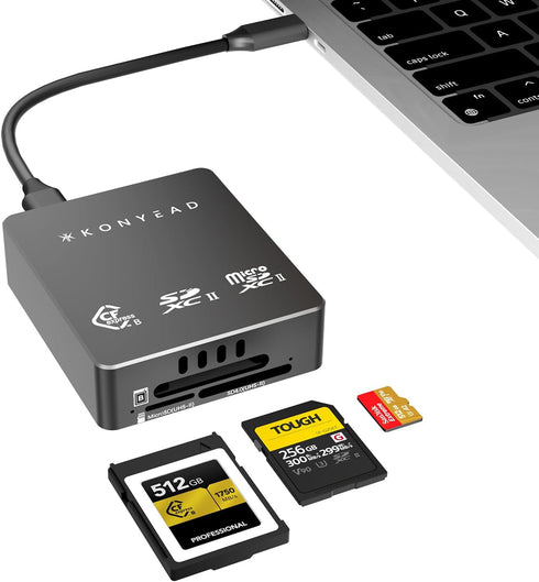 KONYEAD CFexpress Type B & SD & Micro SD 3-in-1 Card Reader, Built-in