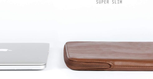 Comfyable Slim Protective Laptop Sleeve, Compatible with 13/13.3/14 Inch MacBook Air & Pro, Brown PU Leather Cover