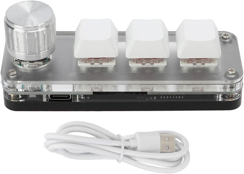 Yoidesu Mini 3 Key Keypad with Knob, One Handed Macro Mechanical Keyboard, 3 Fully Programmable Keys for Office, Games