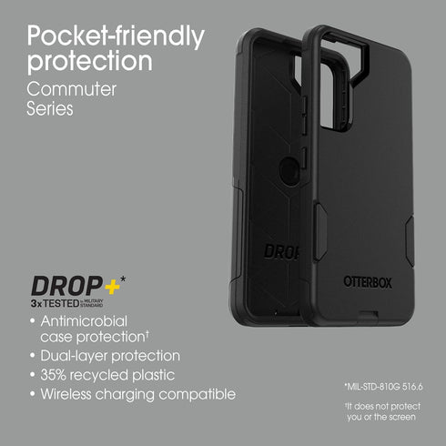 OtterBox S22 Commuter Galaxy Series Case - Black, Slim & Tough, Pocket-Friendly, with Port Protection