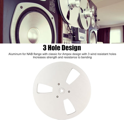 7 Inch 3 Nab Aluminum Metal Small Hub Reel, Universal Holes Empty, Low Noise, Fix or Replace Tape Recorder (Silver)
