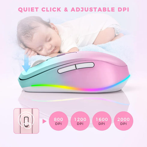 Wireless Mouse Jiggler, Rechargeable Moving Mouse with Undetectable Random Movement, Gradient Pink