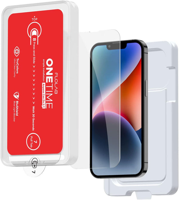 FLOLAB NanoArmour ONETIME Case Friendly Screen Protector for iPhone 14 Plus / 13 Pro Max - Durable, Easy Install,