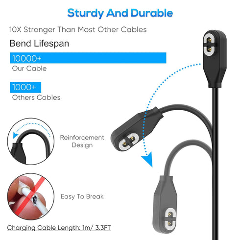 Aftershokz Aeropex AS800 & Shokz Openrun/Openrun Pro/Opencomm Charging Cable, 3.3ft USB Magnetic Type C Adapter.