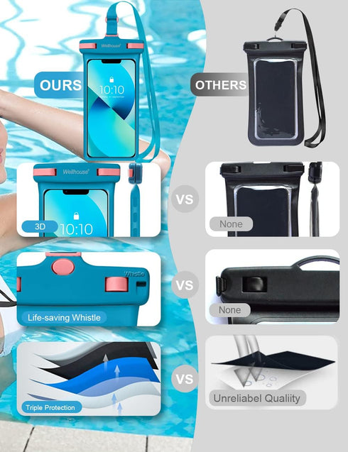 wellhouse Waterproof Phone Pouch, Case for iPhone 16 15 14 13 12 Pro Max, IPX8 Dry Bag Beach Essentials