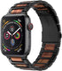 iiteeology Apple Watch Band - Natural Wooden Steel Link Bracelet for iWatch Ultra 2/Ultra/Series 1-10 42mm 41mm 40mm