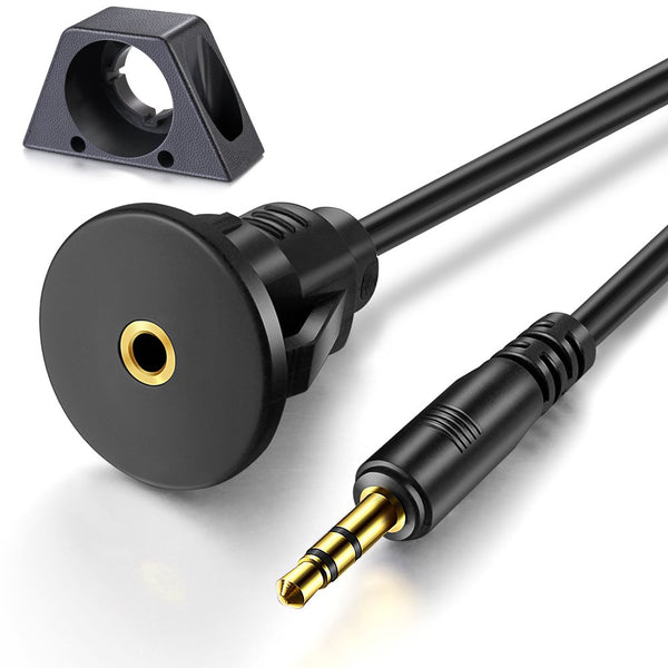 3.5mm Male to Female AUX Audio Jack Extension Cable, 1/8" Flush Mount for Car, Truck, Boat, Motorcycle (3 Feet)