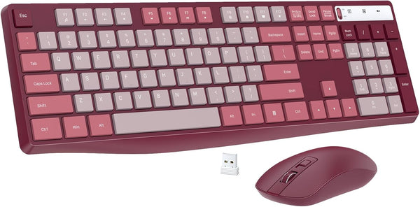 Wireless Keyboard and Mouse Combo, Lovaky 2.4G Full-Sized Ergonomic Keyboard Mouse, Quiet Click for Computer/Laptop