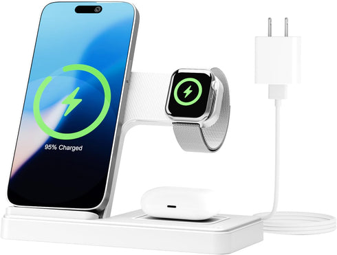 SMILE STATION Wireless Charging Station for Apple Devices: 3 in 1 Foldable Qi Compact