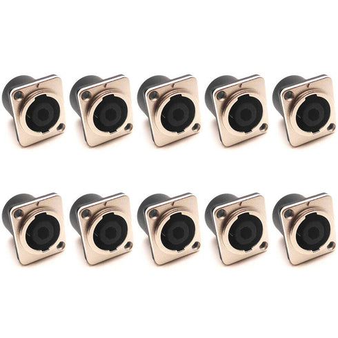 10-Pack Replacement Speakon Connector 4 Pole with 31 * 26mm Metal Panel Mount for NL2FC, NL4MP, NL4 Series