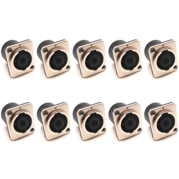 10-Pack Replacement Speakon Connector 4 Pole with 31 * 26mm Metal Panel Mount for NL2FC, NL4MP, NL4 Series