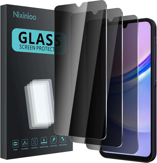 3 Pack Privacy Screen Protector for Samsung Galaxy A15, Anti Spy Tempered Glass Protector