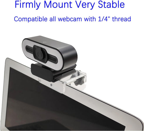 HTLAKIKJ 1/4'' Webcam Mount for Monitor, Compatible with Logitech and other Webcams with Thread, Acrylic Clear Mount on