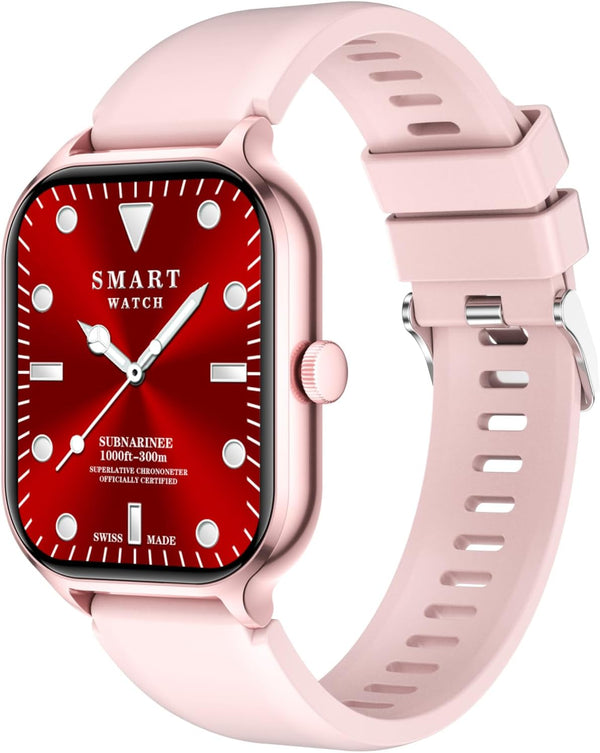 Smart Watch for Women Men, 2.01” Fitness Tracker with Heart Rate Sleep Monitor, IP67 Waterproof (Pink)