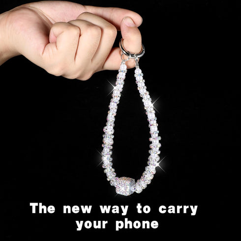 Yuanan 2 Pack Phone Wrist Strap, Pearl Beaded Phone Charm, Hands-Free Wristlet Bracelet, Detachable with Tether Tab