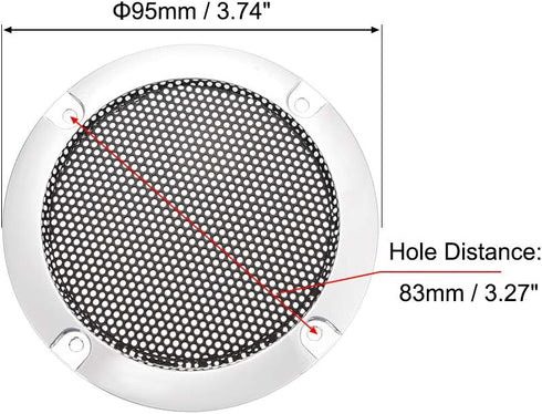 uxcell Speaker Grill Cover 3 Inch, 95mm Mesh Decorative Circle Subwoofer Guard Protector, Black and Silver 2pcs