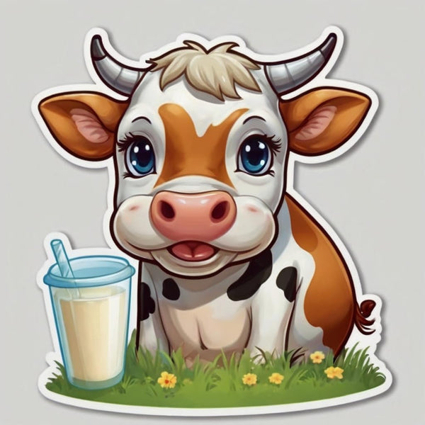 Acatalepsy Sticker Cute Dairy Cow Stickers for Water Bottle 2in, Waterproof Vinyl Kawaii Animal