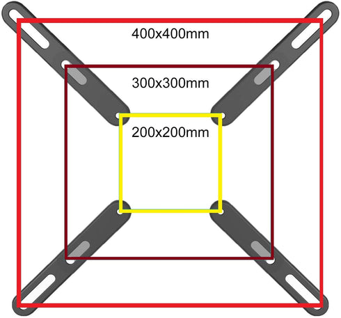 Mount Plus 201F Adapter Bracket for VESA 200x200mm to 400x400mm and 300x300mm (Fits 32" to 55" TVs)