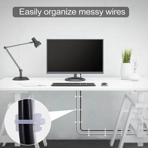 100 Pcs Cable Zip Tie Saddle Type Mounts with 8" Cable Ties and Tapping Screw, White
