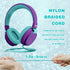 Kids Volume Limited 85/110dB Wired Over-Ear/On-Ear Foldable Headset with Inline Cable AUX 3.5mm Cord Mic for Boys and