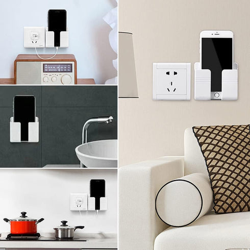 D1 Wall Mount Phone Holder, Adhesive Stand with Data Cable Receiving Hole for Shower and RV