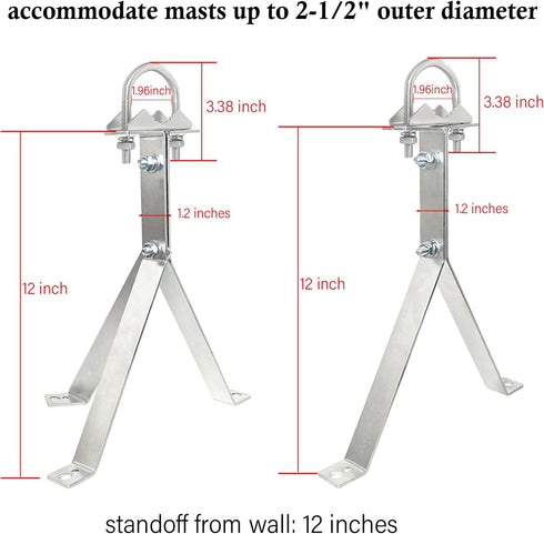 XRDS-RF Antenna Wall Mount 12 Inch Heavy-Duty Stand Off Bracket, Windproof Antenna Mounting (2-Leg + 3-Leg)