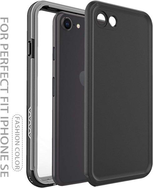 Waterproof Case for iPhone SE 2020, iPhone 8/7 Cover with Screen Protector, Shockproof Snowproof Case (Black)