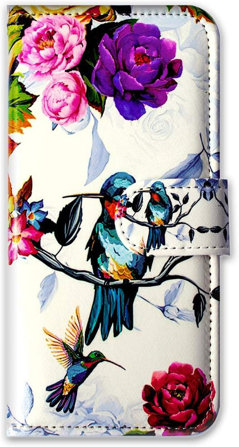 Case for Moto G Stylus 5G - Hummingbird in Flowers Leather Flip Phone Case Wallet Cover with Card Slot Holder Kickstand