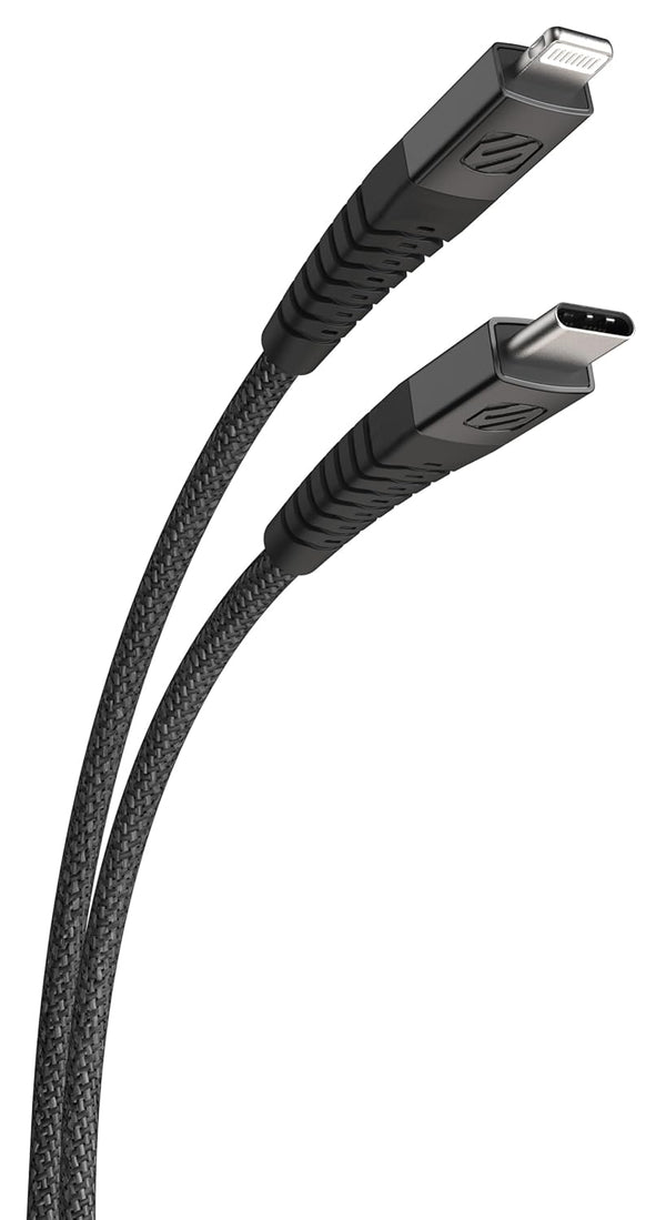 Scosche HDCi4B8SG Heavy-Duty Braided 8-ft USB-C to Lightning Cable, MFi Certified Fast Charging & Data Transfer