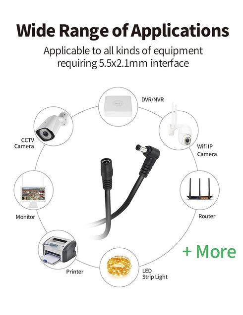 Tonton DC Power Extension Cable 1M - 5.5mm x 2.1mm Right Angle Female to Male Adapter Cord for IP Camera