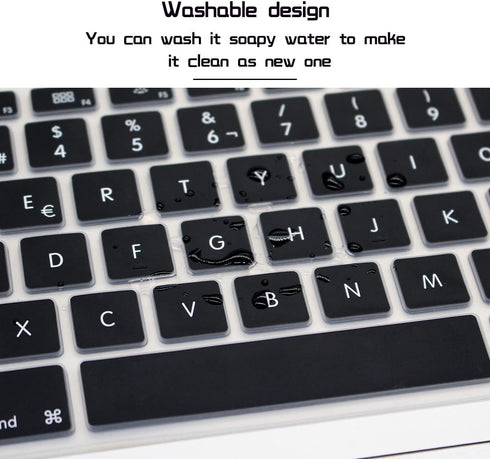 HRH Spanish Silicone Keyboard Cover for MacBook Air 13, MacBook Pro 13/15/17, iMac - Black Protector
