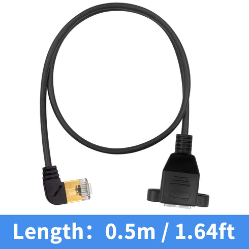 Duttek 90 Degree Ethernet Extension Cable, Cat 8 RJ45 Adapter Cable with Screw Panel Mount