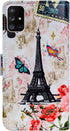 Case for Galaxy A71 5G - Paris Tower Butterfly Leather Flip Wallet Cover with Card Slot Holder