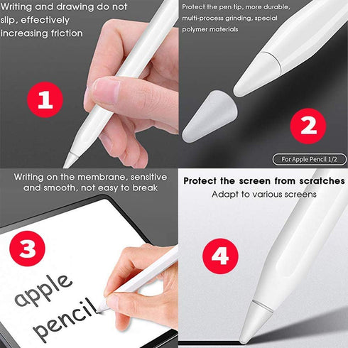 OneCut 8 Pcs Silicone Pencil Nib/Tip Protector Cap for Drawing Noiseless, Compatible for Apple Pencil 1st/2nd