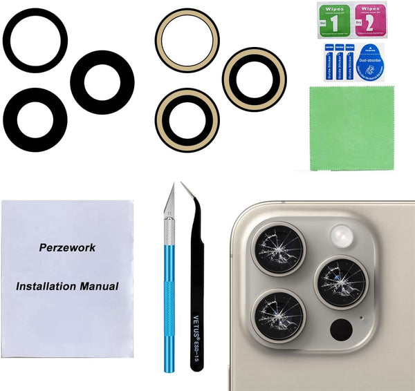 OEM Back Rear Camera Lens Glass Replacement for iPhone 15 Pro Max 6.7 inches with Pre-Installed Adhesive and Repairing
