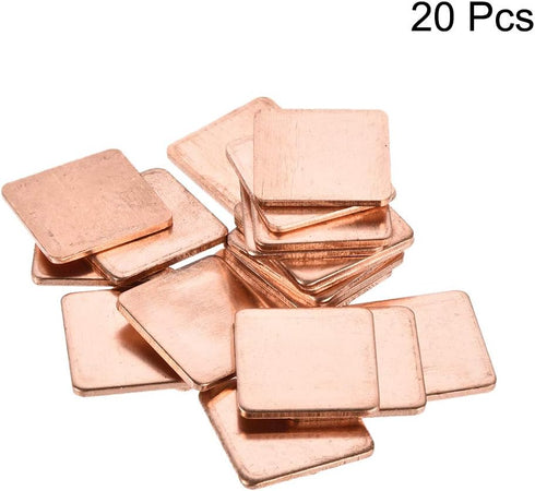 uxcell Flat IC Chipset Thermal Copper Heatsink for CPU GPU, 20 x 20 x 1.5mm, 20pcs