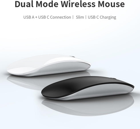 Uiosmuph G11 Wireless Mouse, USB C Rechargeable Computer Mouse, Slim Silent Mice 2.4GHz Optical for Laptop/Mac/PC