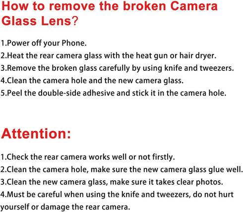 2 Pcs Back Rear Camera Lens Glass Replacement for iPhone XR 6.1 inches with Repairing Toolkit & Pre-Installed Adhesive