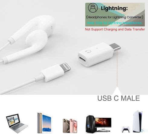 USB C to Lightning Audio Adapter, Type C Male Headphones for iPhone 15, iPad Pro, MacBook, Galaxy S23, S22