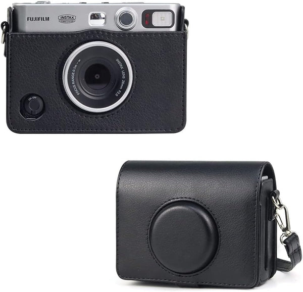 Protective Case for Fujifilm Mini EVO Instant Film Camera, PU Leather Bag with Strap (Black2)