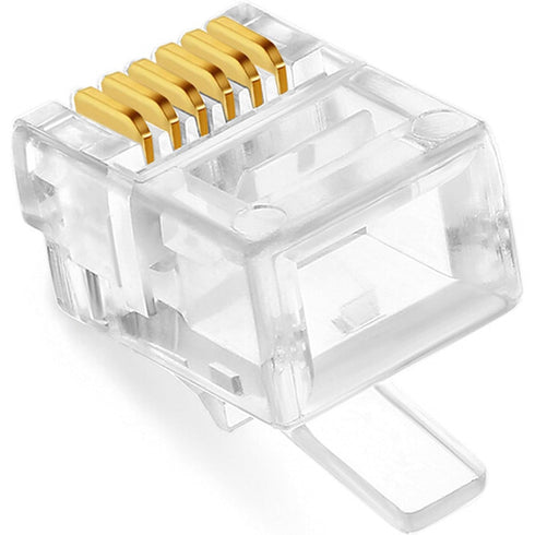 NECABLES 20 Pack RJ11/RJ12 Pass Through Connector 6P6C Telephone Modular Plug for Phone Line Cord
