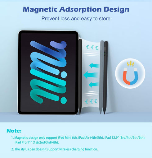 MoKo Stylus Pens for Touch Screens, Fast Charge Stylus Pen for Apple iPad/iPhone/Samsung/Lenovo Tablets, Black