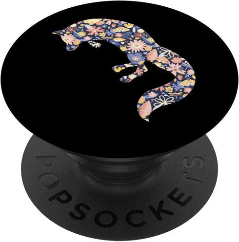 Fox Stylish Funny Natural Fox, PopSockets Swappable PopGrip with Flowers
