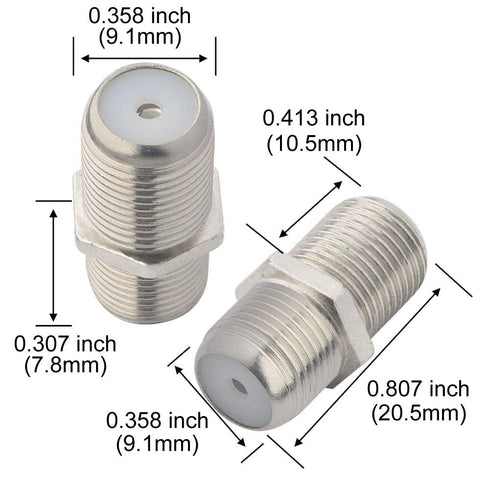 Boobrie TV Cable Connector Female to Female Coaxial RG6 Extension Adapter Couplers (Pack of 2, Nickel Plated)