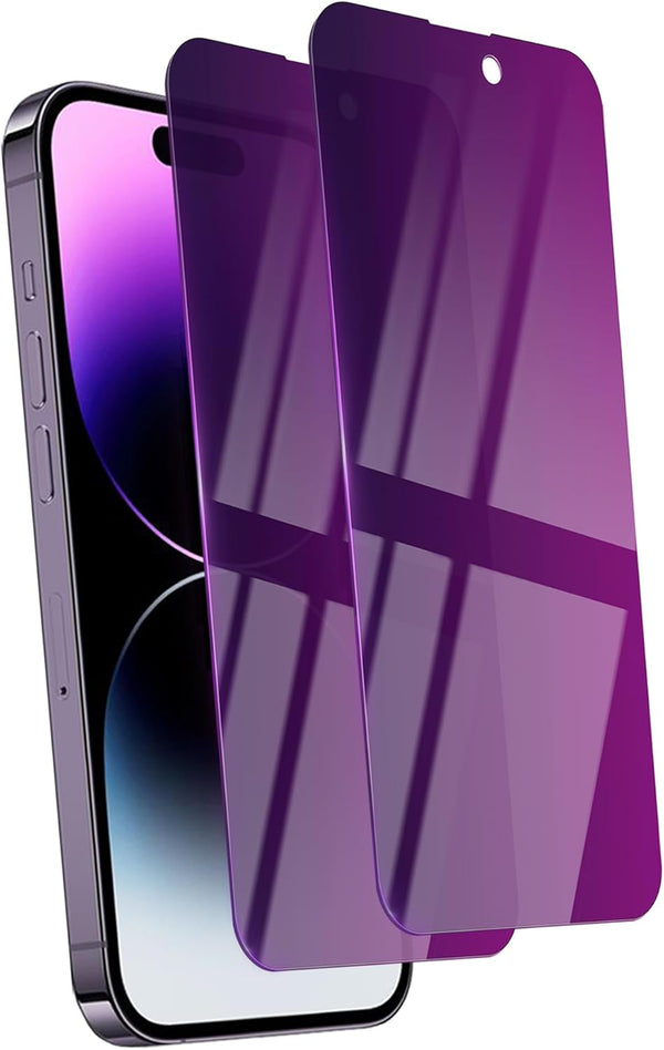 2 Pack iPhone 14 Pro Max Privacy Screen Protector - 6.7" Tempered Glass, Anti-Spy, Anti-Blue Light, Scratch-Resistant.